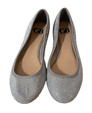 Gianni Bini Womens Silver‎ Rhinestone Ballet Flats Grey Sparkly Slip On Shoes 8M thumbnail 1