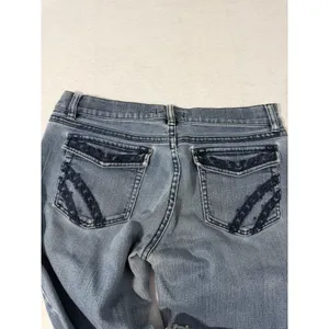 White House Black Market Noir Bootcut Jeans 8R Medium Wash Braided Embroidery thumbnail 4