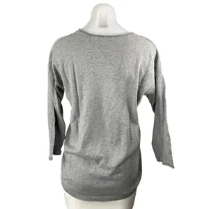 Madewell Women's Gray Wool Knit V-neck Long Sleeve Sweatshirt Sweater Top Size S thumbnail 2