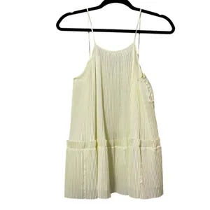 Lewit Butter Yellow Pleated Swing Tank Top Crinkle Babydoll Womens S Spring Top thumbnail 2