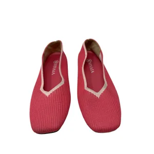 VIVAIA Margot Square Toe Knit Ballet Flats Pink Red Washable Shoes US 8 EU 39 thumbnail 3