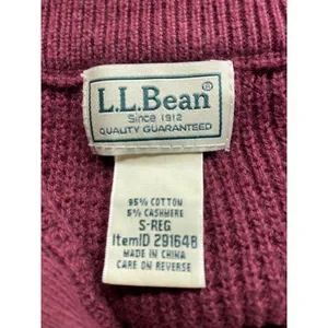 L.L. Bean Men's Size Small Cranberry Red Cashmere Pullover Sweater 1/4 Zip thumbnail 4