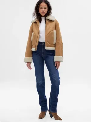 Gap Vegan Suede Sherpa-Trim Full Zip Jacket Small NEW NWT thumbnail 10