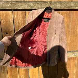 Vintage AMI Tan Suede Blazer Jacket size 16‎ fall winter aesthetic hipster warm thumbnail 5