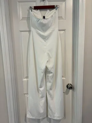 Windsor Strapless White Wide-Leg Jumpsuit thumbnail 2