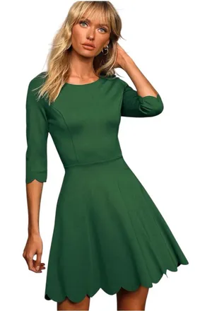 Lulu’s Cumulonimbus Clouds Dark Green Skater Dress thumbnail 1