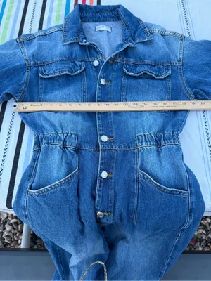 Free People We The Free Marci Denim Jumpsuit S Blue Utility Workwear 90s boho thumbnail 6