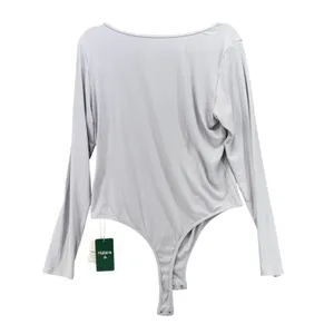 Halara Bodysuit XL‎ Ribbed Square Neck Light Gray Baselayer Minimalist Staple thumbnail 2