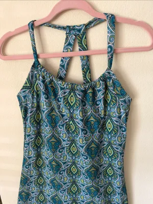 Prana blue green boho Quinn athletic built in bra mini outdoor dress S thumbnail 3