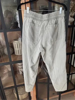 Zara denim joggers pants drawstring high waisted drawstring raw hem adjustable thumbnail 3