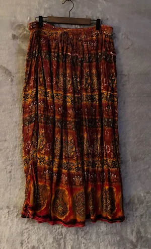 Bohemian Rust Orange Tiered Maxi Skirt Women’s Free Size thumbnail 1