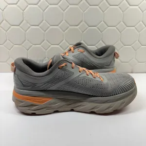 Hoka One One Bondi 7 Running Shoes Women 9 Grey Orange Cushioned 1110519 HMSH thumbnail 7