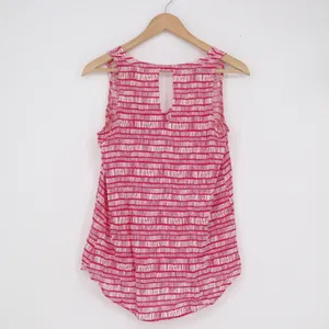 Old Navy Pink Abstract Stripe V-Neck Tank Top Sleeveless Keyhole Small Tall thumbnail 5