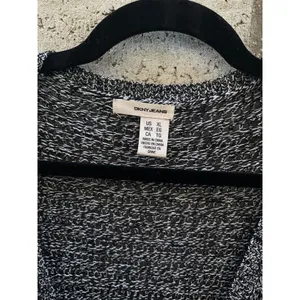 DKNY Jeans Women's Black White Knit 3/4 Sleeve Cardigan Sweater Top‎ XL thumbnail 3