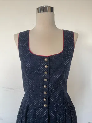 Vintage Navy Polka Dot Maxi Dress with Button Front Blue Size M thumbnail 2