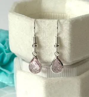 Pink Water Drop Earrings thumbnail 1