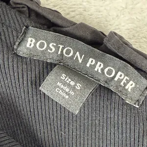 Boston Proper Womens Black One Shoulder Ruffle Ribbed Knit Top 224101035 Size‎ S thumbnail 2
