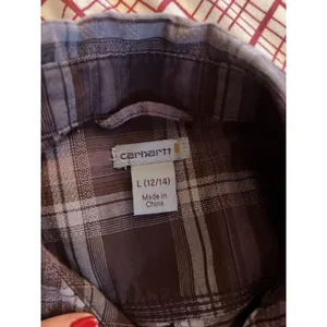WOMENS CARHARTT PURPLE PLAID LONG SLEEVE SHIRT Large 12 14 thumbnail 5