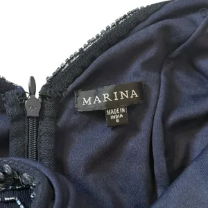 Marina V-Neck Beaded Navy Blue Formal Gown Size 6 Prom Hoco Ball Gala Retail$230 thumbnail 12