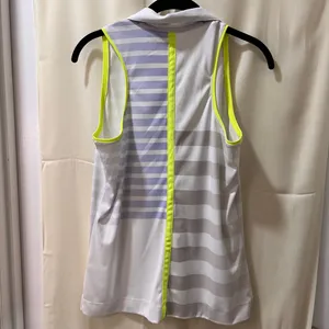 Slazenger Sleeveless Golf Tank Top w/Neon Yellow Trim Striped Pattern‎ White-M thumbnail 2