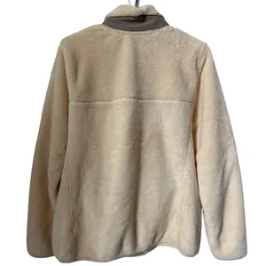 L.L.Bean Hi-Pile Fleece Pullover cream and gray size large thumbnail 3