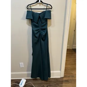 Xscape Women's Long Scuba Crepe Off-The-Shoulder Dress 3008X Size 4 Ruffle thumbnail 4
