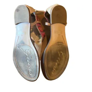 Guess 7 Pink Tan Beaded Embellished T-Strap Flip‎ Flop Sandals Boho Festival thumbnail 5