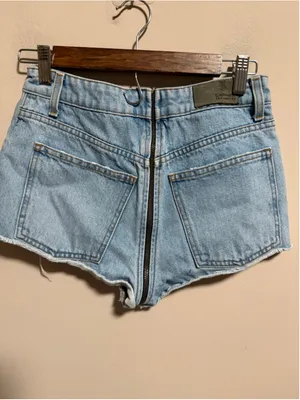 Carmar Helen Exposed Full Front Zipper Denim Distressed Mini Short- Size 26 thumbnail 3