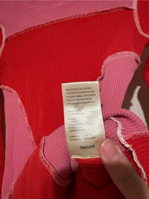 Urban Outfitters Emme Thermal‎ Seamed Blouse Top Knit Long Sleeve pink red Small thumbnail 6