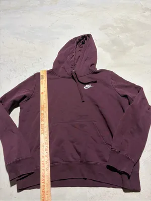 Nike Burgundy Pullover Hoodie with White Logo medium thumbnail 5