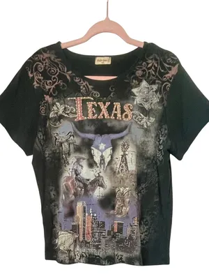 Texas Graphic T-Shirt Rhinestones Size XL thumbnail 4