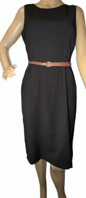 Kasper 2-Piece Pinstripe Dress & Ruffle Jacket Suit Set - Black / Grey, Size 6 thumbnail 8