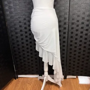 NWT Agecode Skirt Womens S‎ White Asymmetric Ruched Ruffle Mesh Maxi Y2K Fairy thumbnail 4
