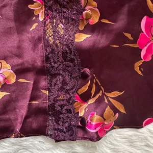 Victoria’s Secret Cami Vintage Gold Label Lace Trim Button Front Floral Purple M thumbnail 7
