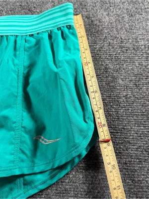 Saucony Women's Athletic Running Shorts Turquoise Size Small “Faster Than You” thumbnail 9