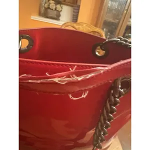 DKNY By Donna Karan Large Red Patent Tote Bag thumbnail 3