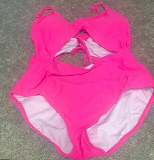 Vibrant Pink Cutout One-Piece Swimsuit thumbnail 1