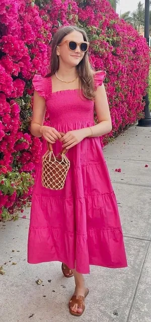 Hill House poppy Nap dress midi Ellie pockets tiered ruffle poplin cotton smock thumbnail 1