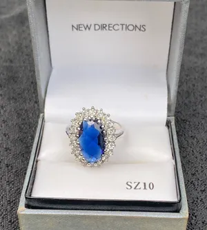 💎💙 NWT NIB New Directions Princess Diana Style Size 10 Sapphire Blue Style Cubic Zirconia Crystal Ring $20.00 💙💎 thumbnail 1