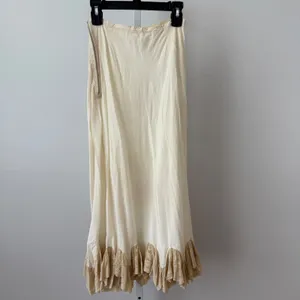 VTG Yolanda sz S Hand Made Cream Lace Ruffle Slip Skirt Maxi Victorian style thumbnail 5