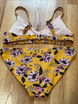 No Boundaries Yellow Floral Bikini thumbnail 4