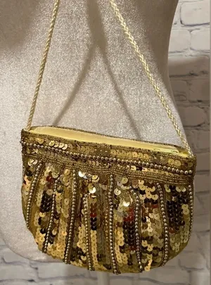 Magid Gold Beaded Sequin Evening Bag NWT thumbnail 1
