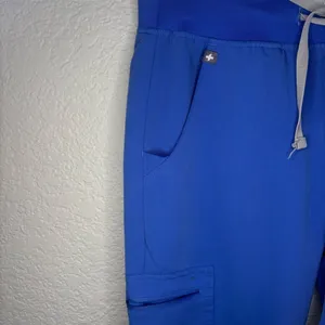 FIGS Zamara Jogger Scrub Pants XS Peri Blue FIONx Stretch Cargo Pockets thumbnail 6