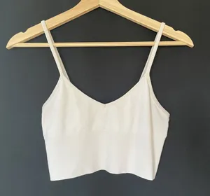 White V-Neck bra top unlined unpadded casual comfortable bralette workout thumbnail 1