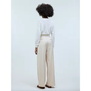 Madewell The Harlow Wide Leg Pant Linen Twill Harvest Moon Beige US 12 NWT thumbnail 4