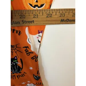 Scrubstar Womens L Halloween Print V-Neck Short Sleeve Scrub Top Cotton Orange thumbnail 5