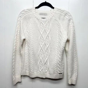 Abercrombie & Fitch Cable Knit Crew Neck Women's Fisherman Sweater Size Small thumbnail 2