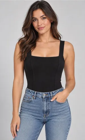 Amuse society  Black Square-Neck Bodysuit thumbnail 1
