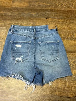American Eagle Curvy High Rise Shortie Denim Jean Shorts Super Stretch Womens 4 thumbnail 6