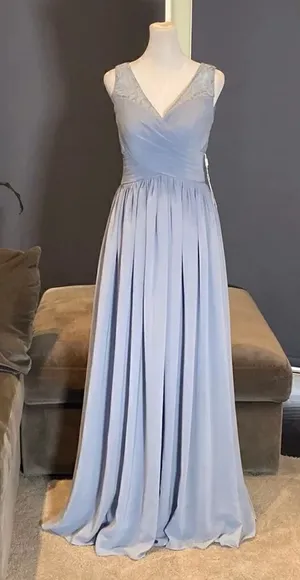 Women’s Full Length V-Neck Chiffon Bridesmaid Party Dress Size 2 NWT thumbnail 1